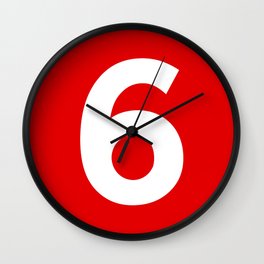 Number 6 (White & Red) Wall Clock