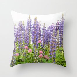 Lupine and Clover Throw Pillow