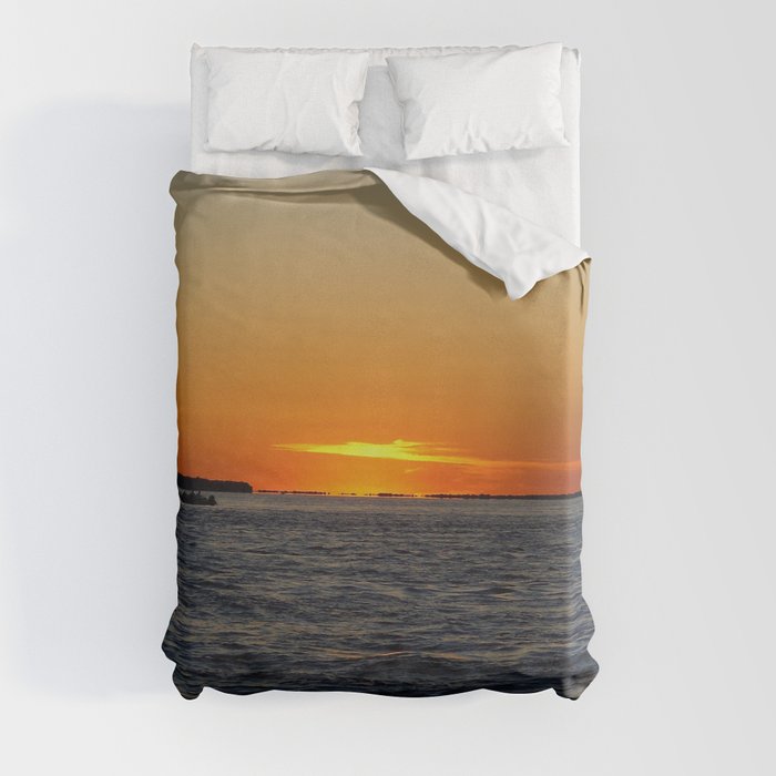 Argentina Photography - Beautiful Sunset Over The Blue Ocean Duvet Cover