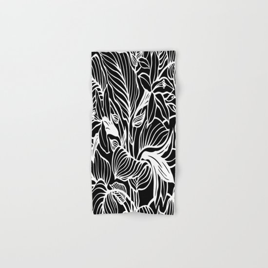 Black White Floral Hand & Bath Towel