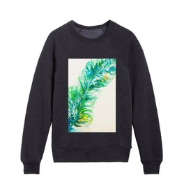 green acrylic leaf on a canvas Kids Crewneck