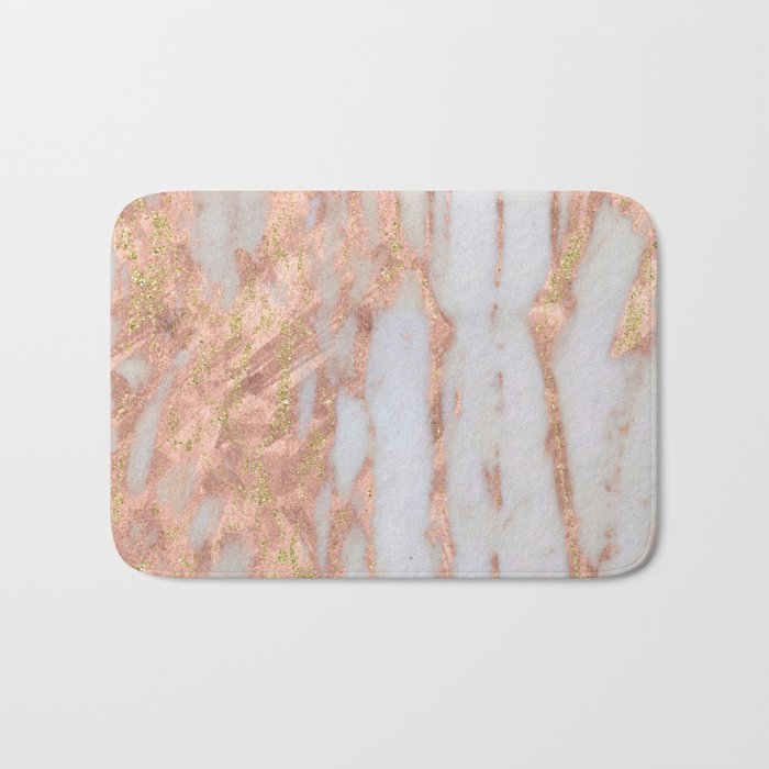 Pink Marble with Golden Lines Bath Mat