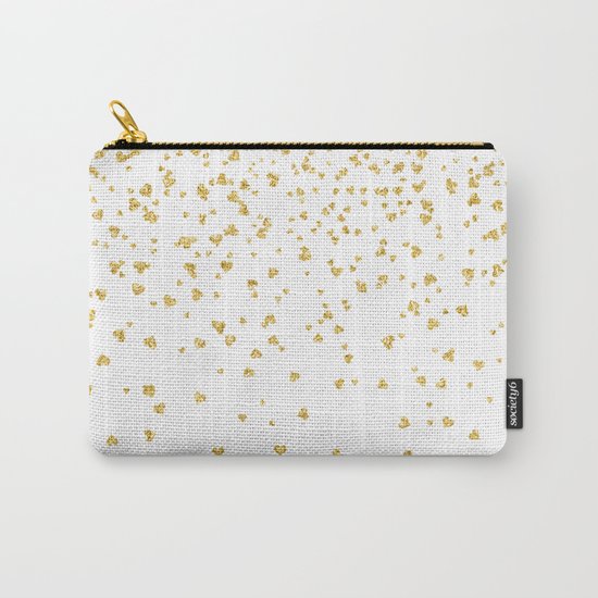 Falling hearts gold glitter confetti - Heart Love Valentine Carry-All Pouch