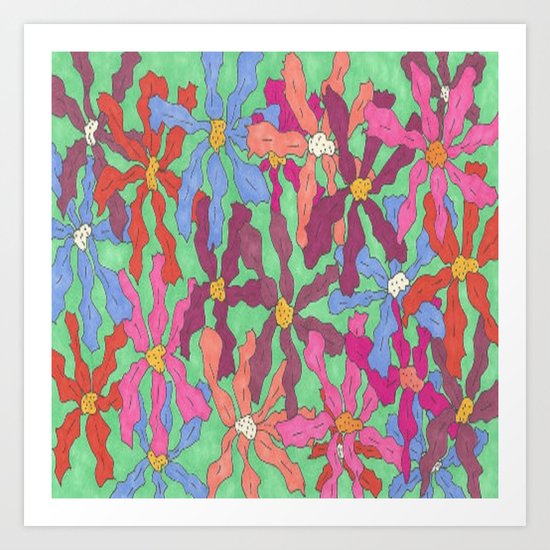 Colorful Retro Floral Print Art Print
