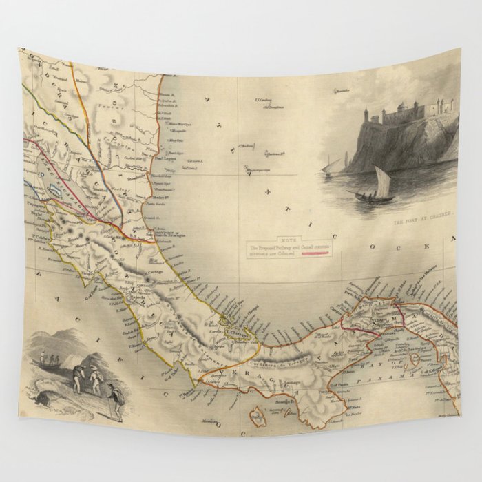Vintage Map of Panama (1851) Wall Tapestry