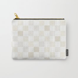 Checkerboard Check Pattern in Pale Light Neutral Beige White Tones Carry-All Pouch | Modern, Greige, Geometric, Pattern, Neutral, Tile, Graphicdesign, Light, Digital, Retro 