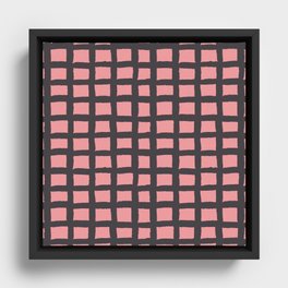 Pink & Black Rustic Scandi Checked Pattern Framed Canvas