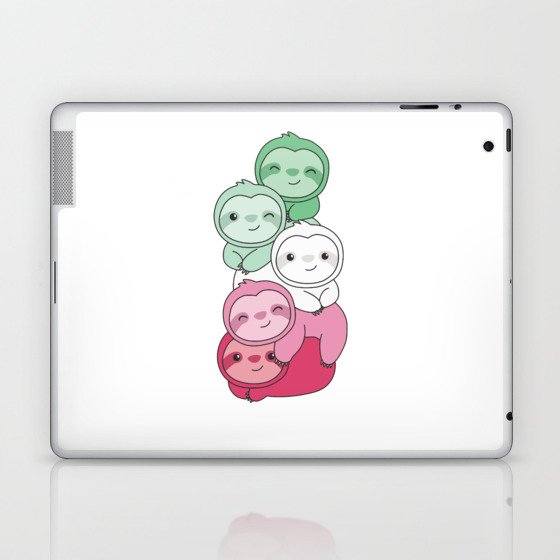 Abrosexual Flag Pride Lgbtq Cute Sloth Pile Laptop & iPad Skin