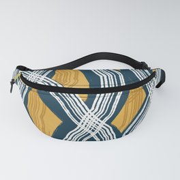 Golden yellow and deep blue stripe pattern Fanny Pack