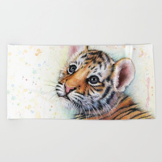 Tiger Cub Cute Baby Animals Beach Towel