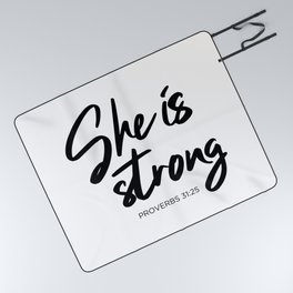 SHE IS STRONG, Proverbs 31 : 25 Picnic Blanket