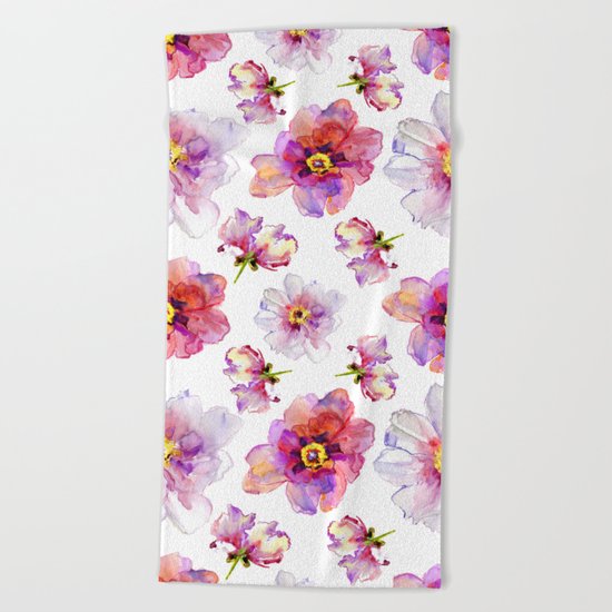 Delicate Floral Pattern 03 Beach Towel