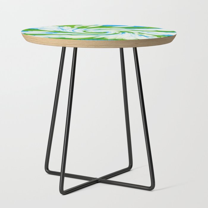 Groovy Green Blue Swirl Side Table