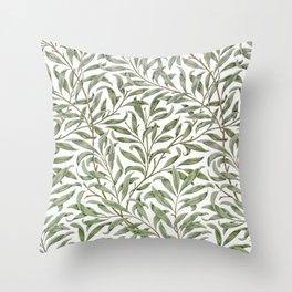 William Morris Willow Bough Green & White Throw Pillow