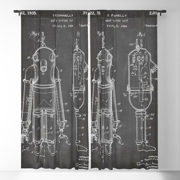 Diving Suit Patent Deep Sea Diver Scuba Gear Diving Art Black