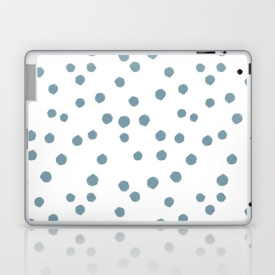 Boho Soft Pastel Blue Color Polka Dots Pattern Laptop & iPad Skin