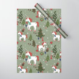 Christmas Winter Unicorn Pattern Wrapping Paper