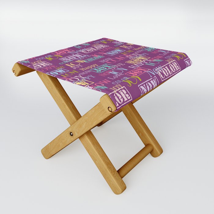 Enjoy The Colors - Colorful typography modern abstract pattern on Hollyhock purple color Folding Stool