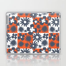 Abstract Tropical Flowers Red White And Blue Check Laptop Skin