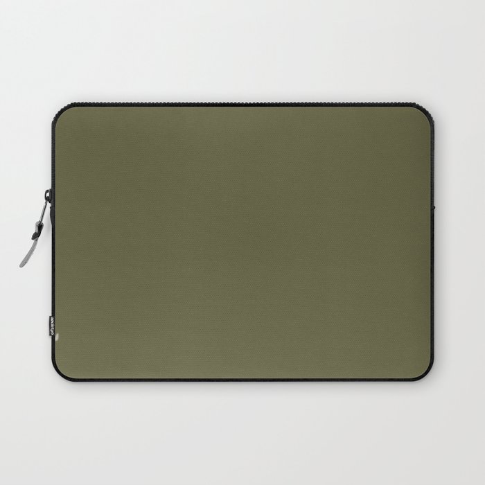 Dark Green-Brown Solid Color Pantone Sphagnum 18-0529 TCX Shades of Green Hues Laptop Sleeve