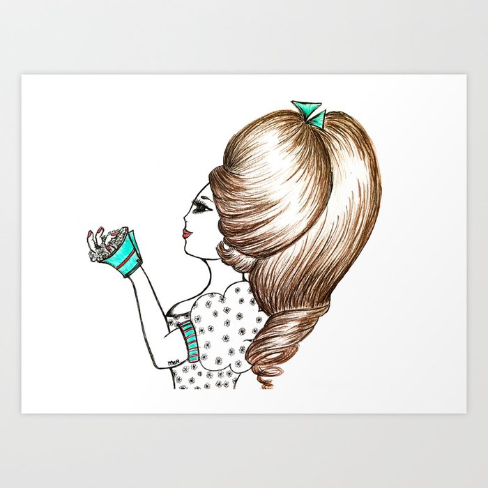 Lady with a lot of hair Art Print
