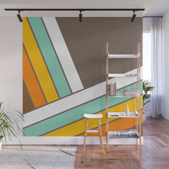 Retro 70s Stripes Abstract Geometric Design Wall Mural By Pelaxy