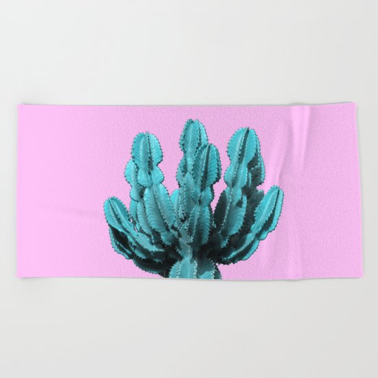 Turquoise cactus Beach Towel
