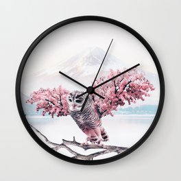 Sakura Owl Wall Clock | Heyluisa, Owl, Art, Photo, Pinkflower, Flowers, Dream, Pink, Sakura, Love 