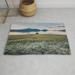 Nordic Summer - Landscape and Nature Photography Rug | Shore, Sea, Color, Landscape, Mountains, Red, Digital, Norway, Fjord, Nature 