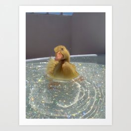 LITTLE HAPPINESS | duck | chick | collage | bath | happy | positive | cute | pet | animal | smile  Art Print