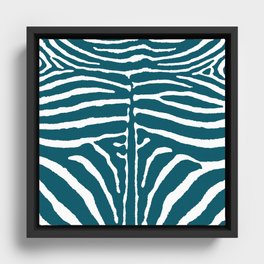 Zebra Wild Animal Print 262 Teal Framed Canvas