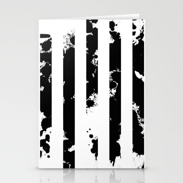 Splatter Bars - Black ink, black paint splats in a stripey stripy pattern Stationery Cards
