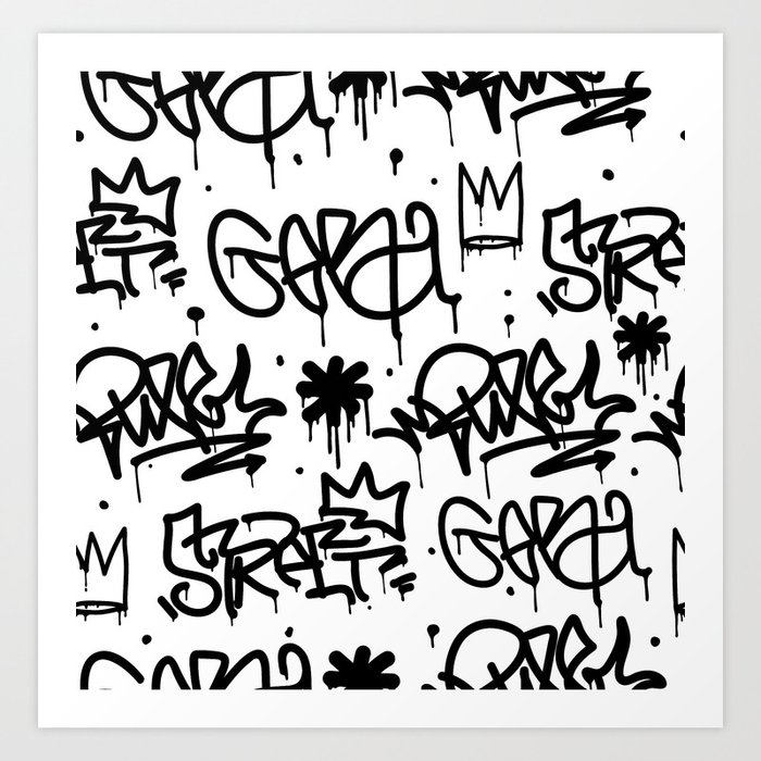 Crowns & Graffiti pattern Art Print