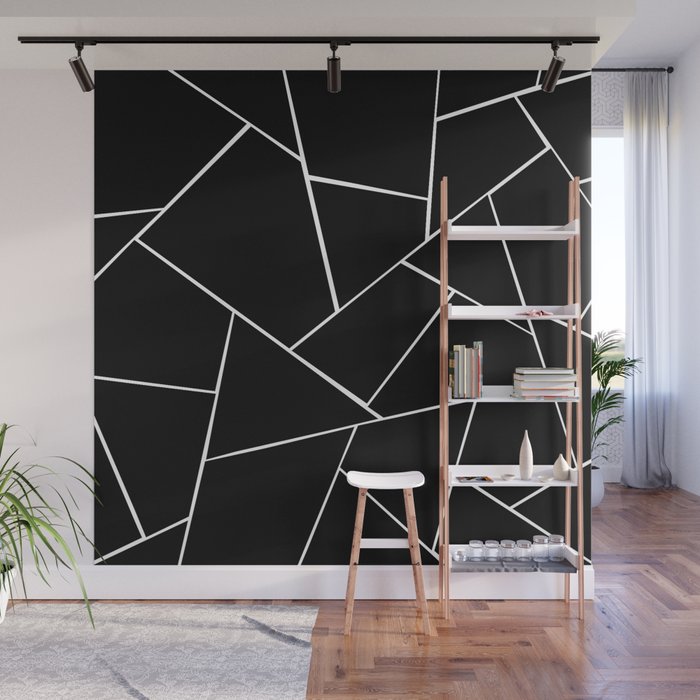 Black White Geometric Glam 2 Geo Decor Art Society6 Wall Mural By Anita S Bella - Black White And Grey Wall Decor