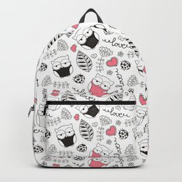 Pattern illustration with owls and floral elements Backpack