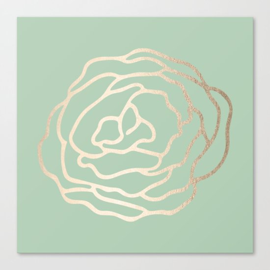 Rose White Gold Sands on Pastel Cactus Green Canvas Print