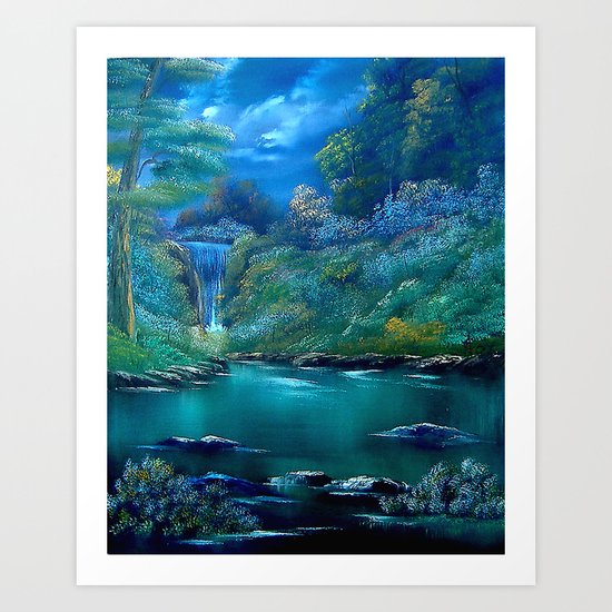 Emerald Falls Art Print
