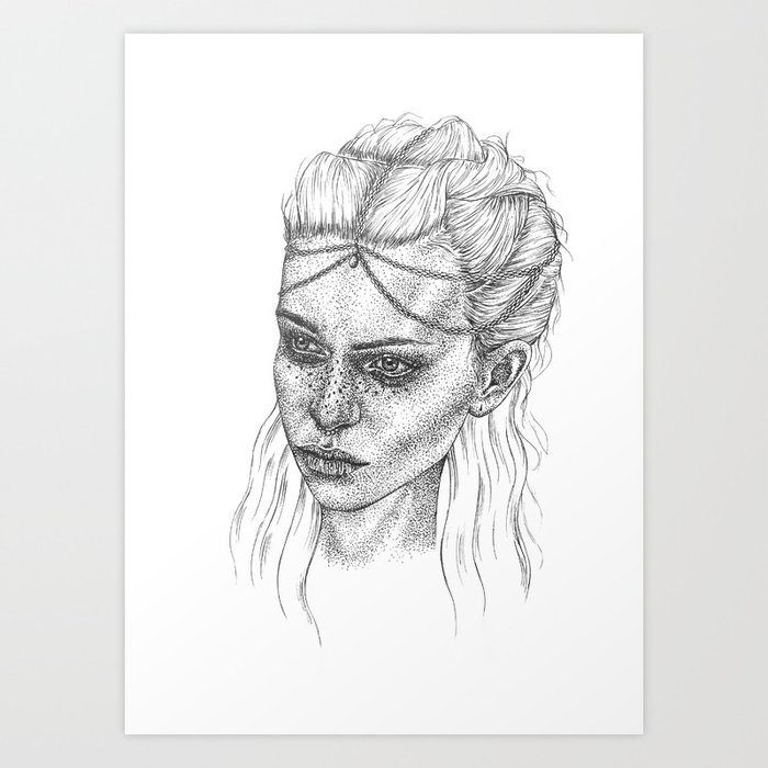 Dot Work - Portrait - Ink drawing - Black and white - Wall Art - Stippling Art Print