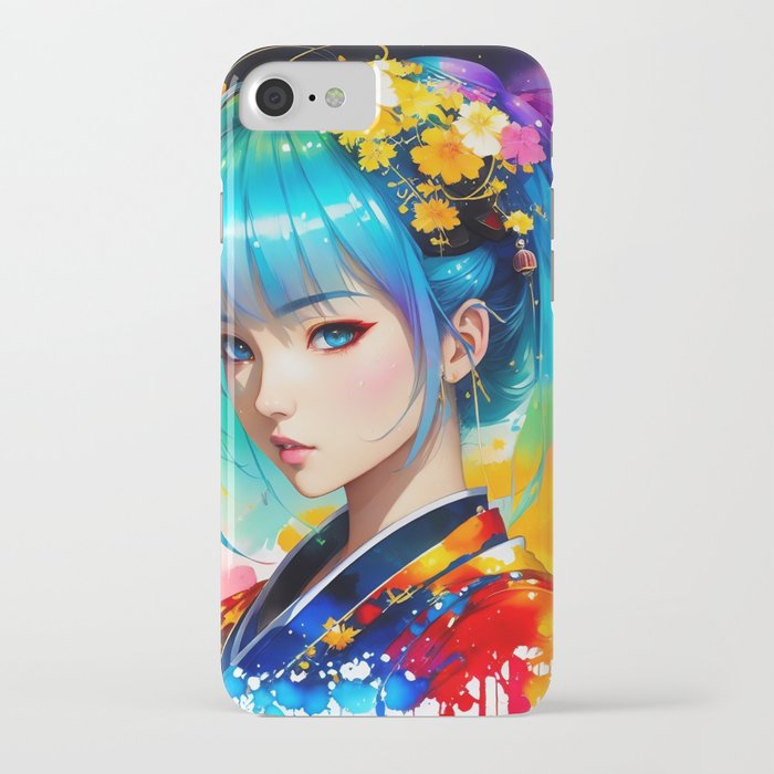 Beautiful anime style geisha iPhone Case