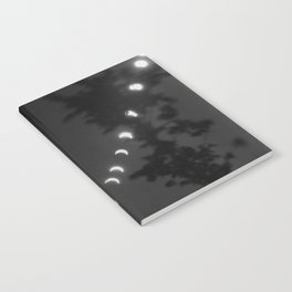 Total eclipse of the moon; full cycle lunar eclipse at night black and white photograph - photography - photographs Notebook