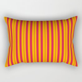 [ Thumbnail: Crimson & Orange Colored Striped Pattern Rectangular Pillow ]