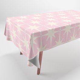 Midcentury Modern Atomic Starburst Pattern Baby Pink and Cream  Tablecloth