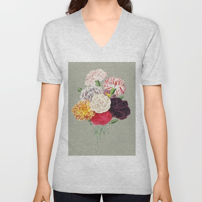 Colorful Flower Bouquet V Neck T Shirt