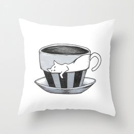 Cat on a mug illustration Throw Pillow