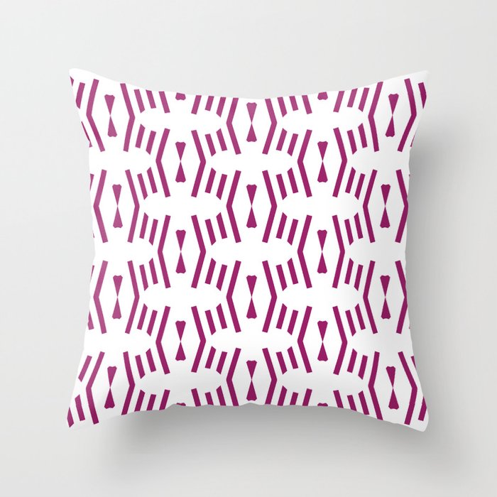 Magenta and White Vertical Stripe Chevron Pattern - Colour of the Year 2022 Orchid Flower 150-38-31 Throw Pillow