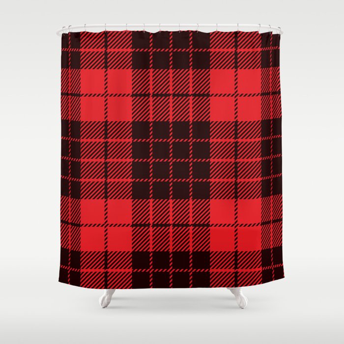 Red and Black Square Pattern Shower Curtain