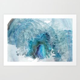 Blue Watercolor Agate Geode Print Art Print