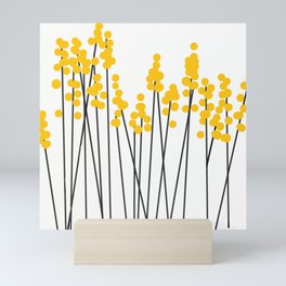 Hello Spring! Yellow/Black Retro Plants on White #decor #society6 #buyart Mini Art Print