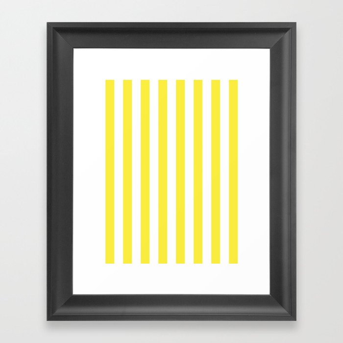 Yellow and White Cabana Stripe Pattern Framed Art Print