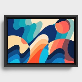 Retro 70s and 80s Minimalist Mid-century Abstract Art With Inverted Shapes and Colors Framed Canvas